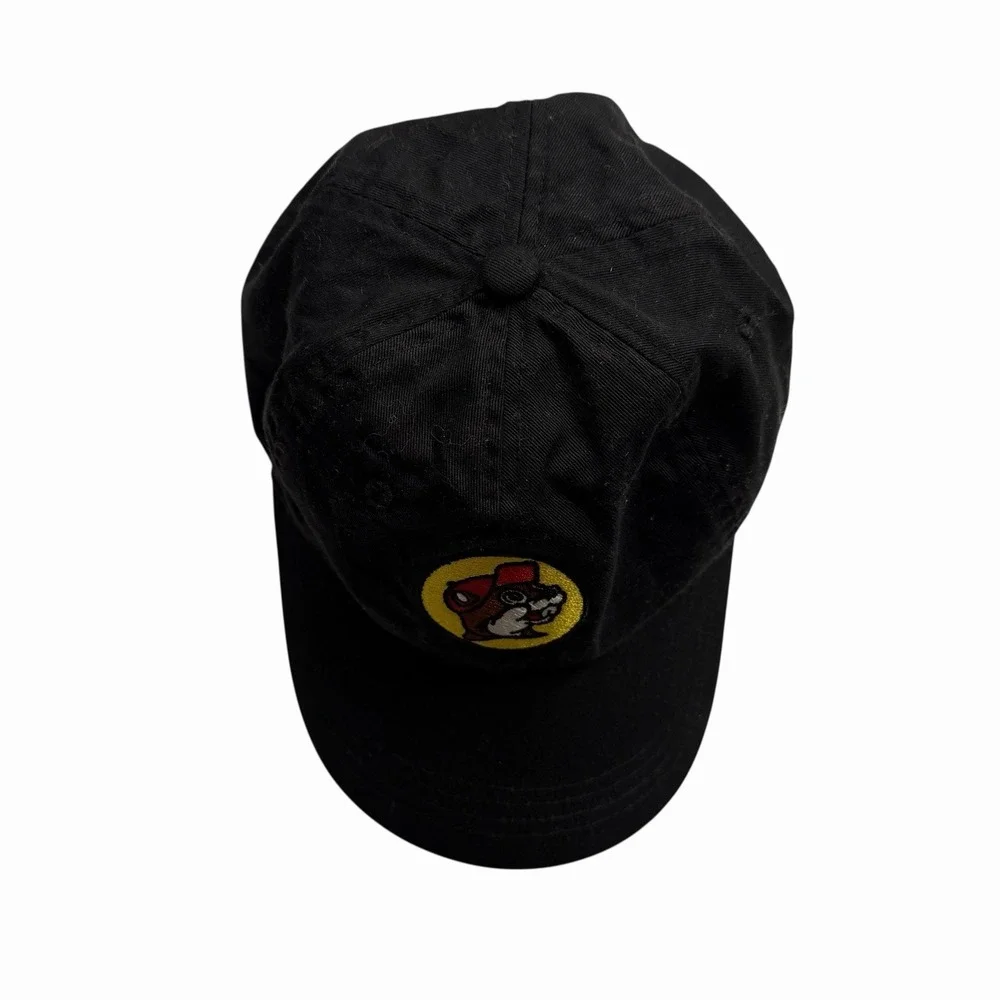 Buc-ee's Beaver Logo Black Cotton Strapback Hat Baseball Cap One Size OSFM Texas - Picture 2 of 7
